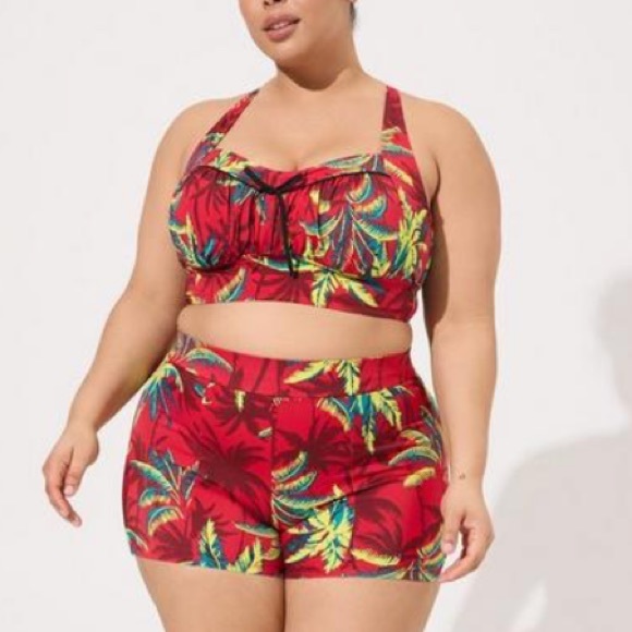 Torrid NWT Retro Wireless Ruched Cups Bikini Top and Bottom Set - Picture 2 of 9
